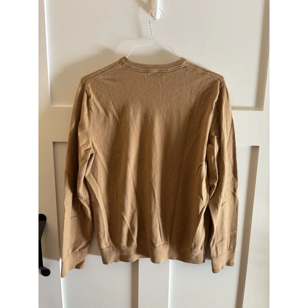 Banana Republic Mens Large Pima Cotton Cashmere V Neck Sweater Carmel Pullover
